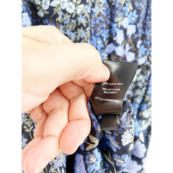 Rebecca Taylor Ava Silk Navy Blue Floral Print Crop Wide Leg Jumpsuit Size 2 - Picture 8 of 8